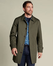 Showerproof Cotton Raincoat - Olive Green
