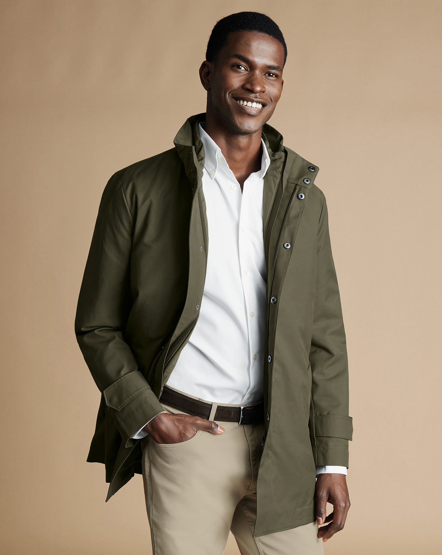 Green 3 In 1 Rain Mac With Detachable Gilet
