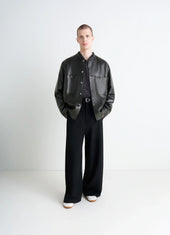 Leather Collarstand Overshirt