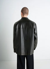 Leather Collarstand Overshirt