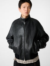 Over Leather Jacket in Black