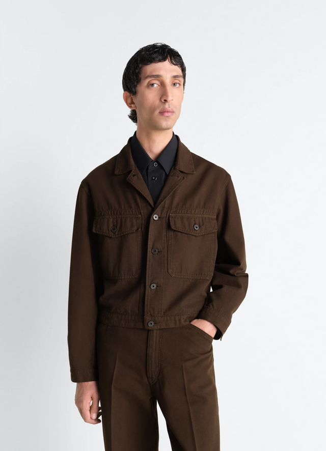 TRUCKER JACKET IN DYED BROKEN TWILL