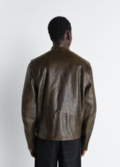 Boxy Biker Jacket In Waxy Cow Leather