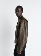 Boxy Biker Jacket In Waxy Cow Leather