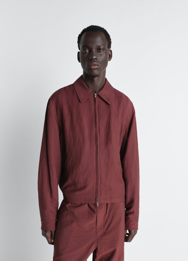SHORT BLOUSON IN VISCOSE LINEN GABARDINE