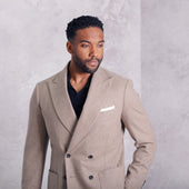 Double Breasted Peak Lapel Jacket In Flannel
