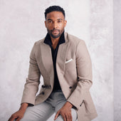 Double Breasted Peak Lapel Jacket In Flannel