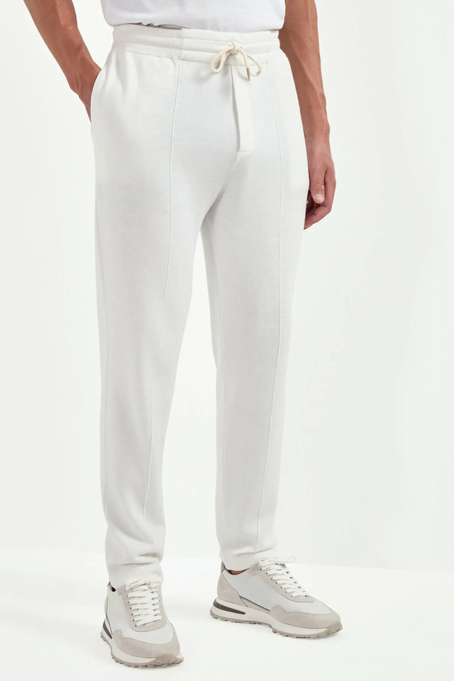 Off-white cashmere blend jogger pants - Made in Italy