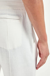 Off White Cashmere Blend Jogger Pants Made In Italy