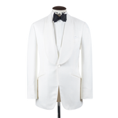 Wide Shawl Lapel Jacket in White Bamboo