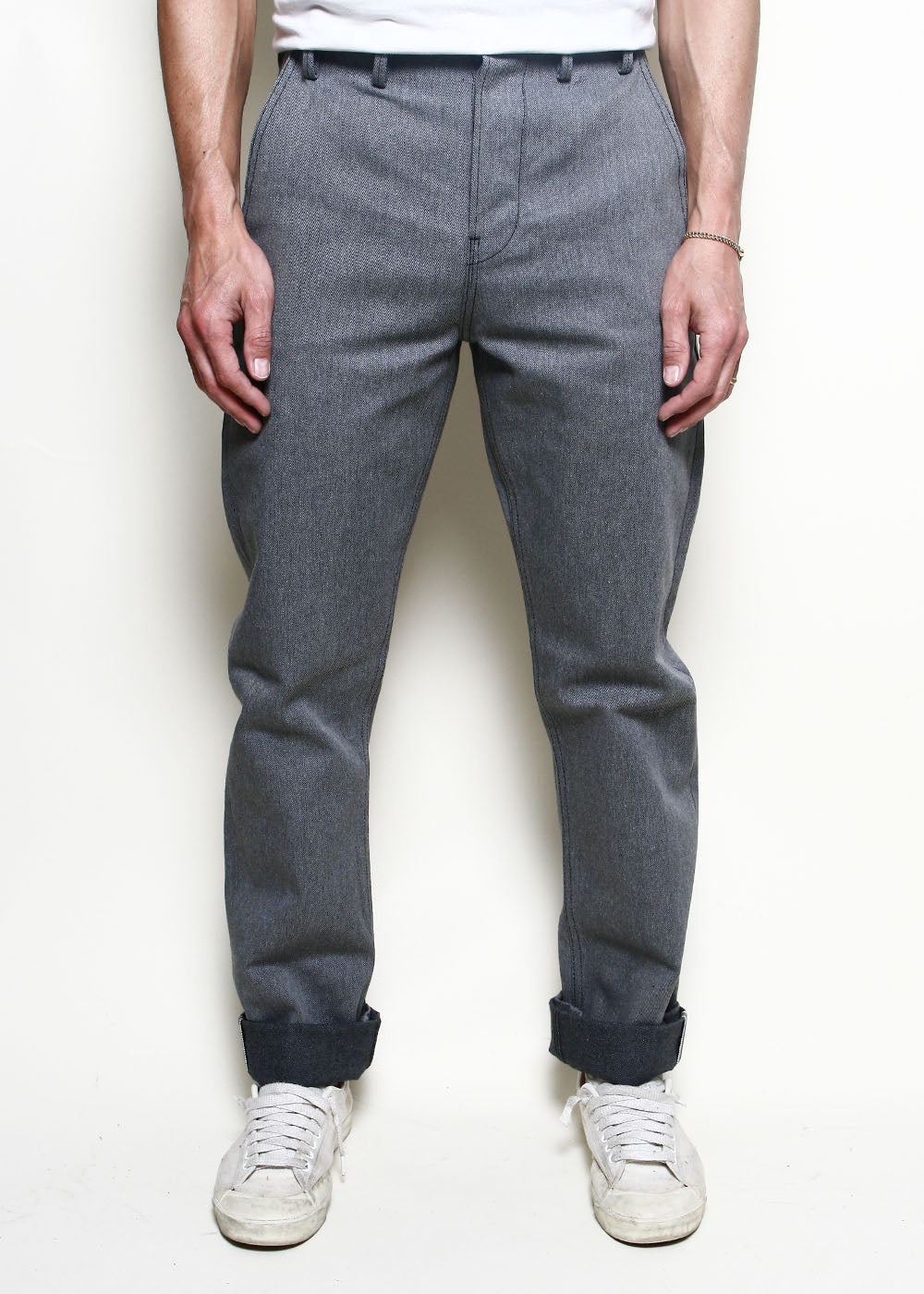 Officer Trousers High Grey Selvedge