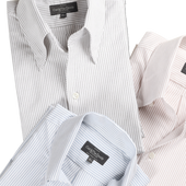 One Piece Collar Shirt In Green Stripe Oxford
