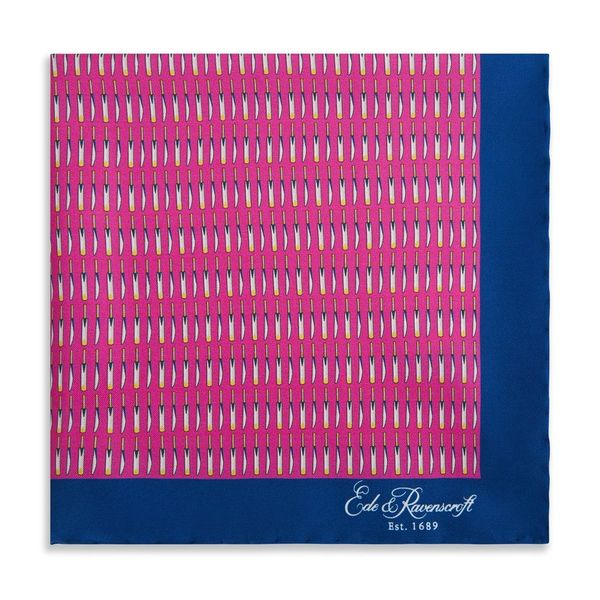 Pink Cricket Silk Pocket Square