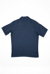 Men's Open Collar Linen Shirt - Navy