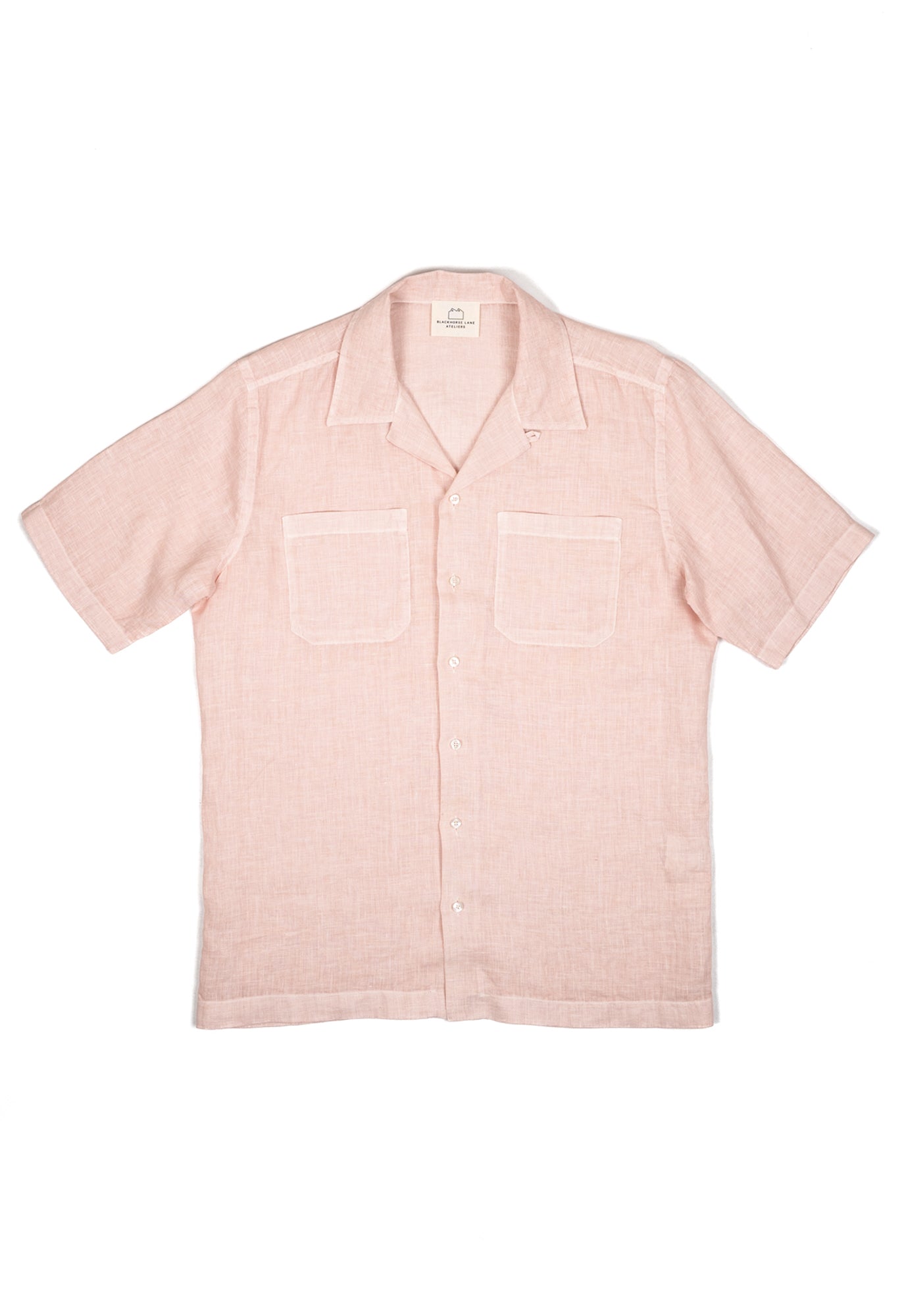 Men's Open Collar Linen Shirt - Pink