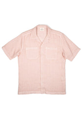 Men's Open Collar Linen Shirt - Pink