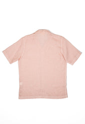 Men's Open Collar Linen Shirt - Pink