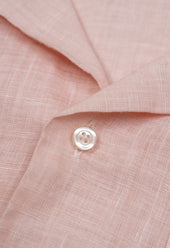 Men's Open Collar Linen Shirt - Pink