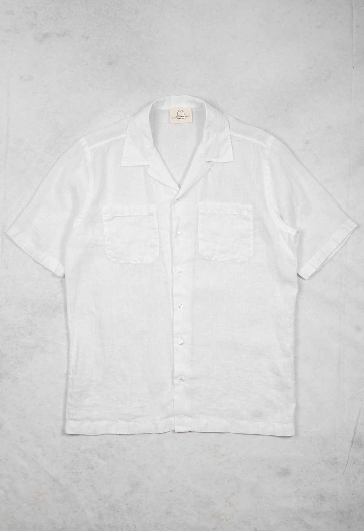 Men's Open Collar Linen Shirt - White