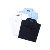 Open Collar Polo In Midnight Cotton Pique