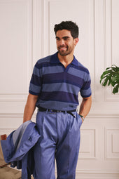 Otway Short Sleeved Polo - Sky Stripe