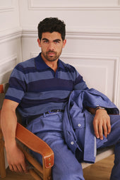Otway Short Sleeved Polo - Sky Stripe
