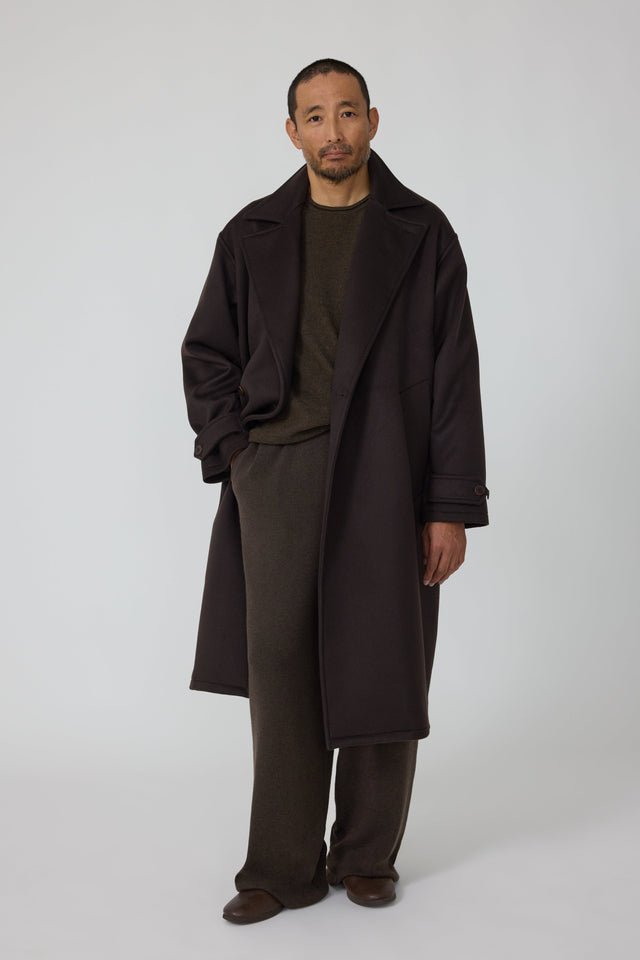 Asymmetric Coat (Chocolate Brushed Cashmere)