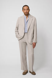 Single Breasted Shirt Jacket (Bone Silk Mohair Twill)