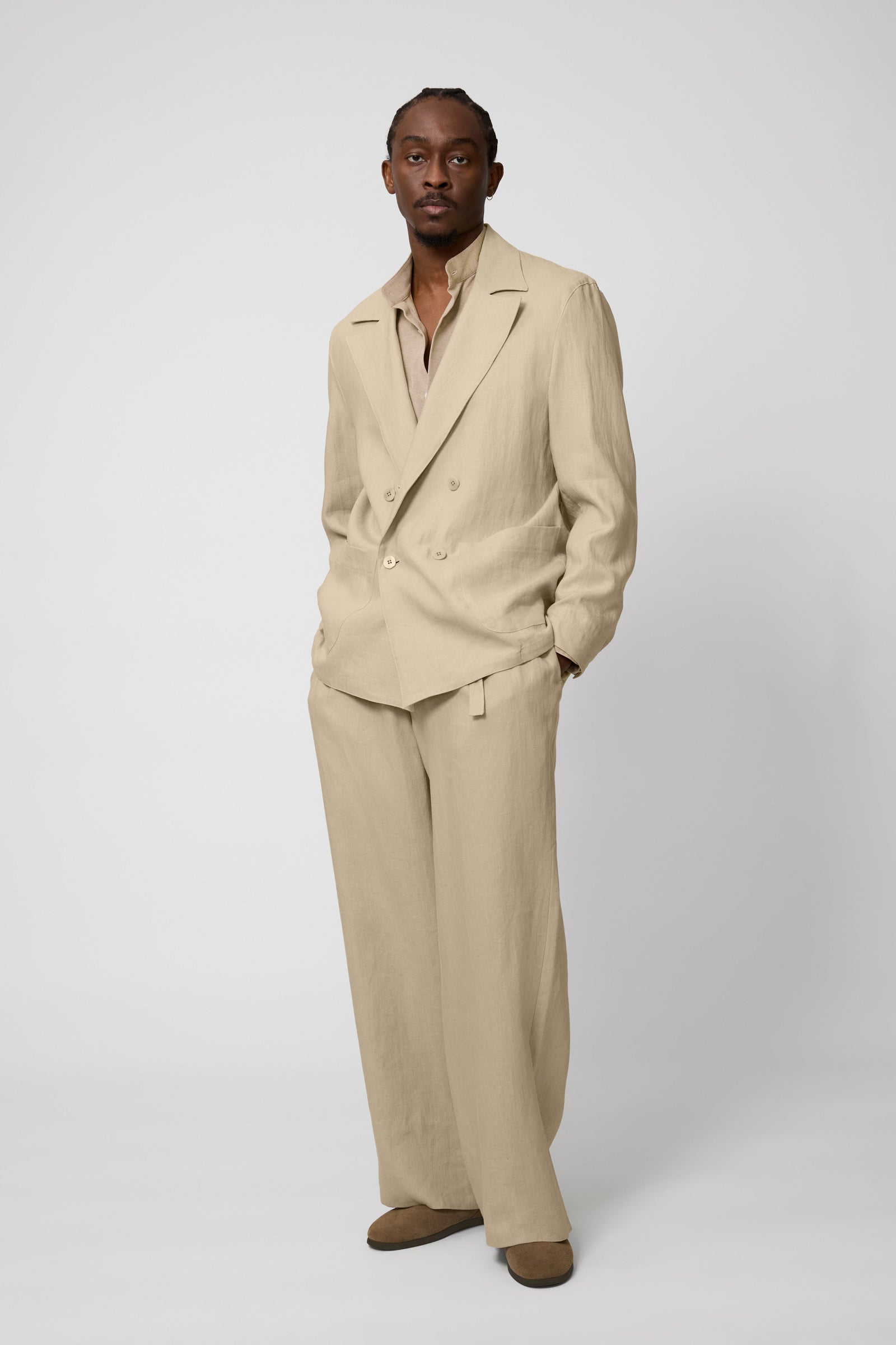 Double Breasted Shirt Jacket Washed Linen