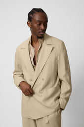 Double Breasted Shirt Jacket Washed Linen