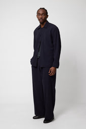 Lounge Jacket (Navy Wool Seersucker)