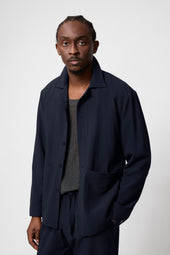 Lounge Jacket Wool Seersucker