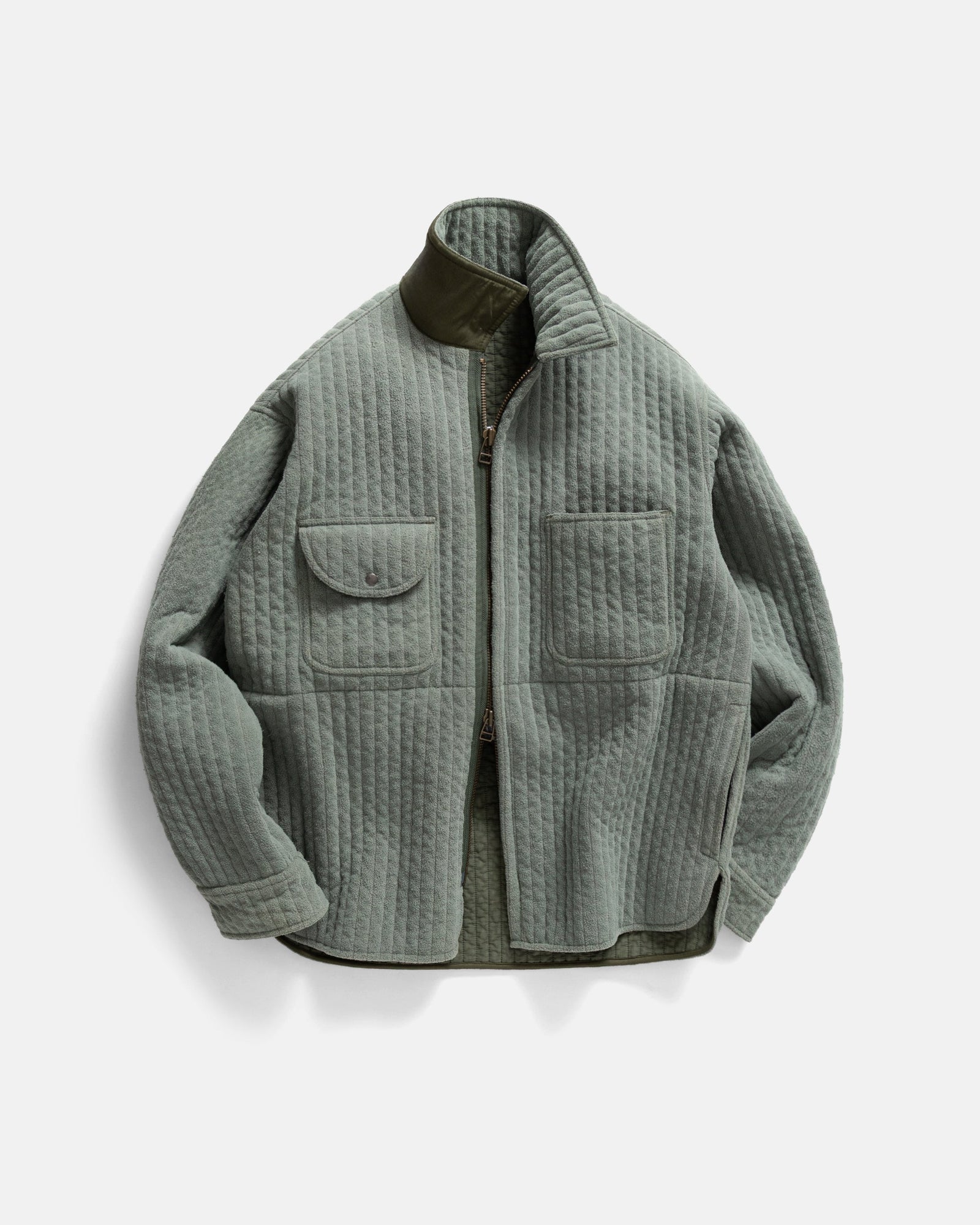 Outworker Shirt Oregano Quilted Brushed Pile Double Face Cotton