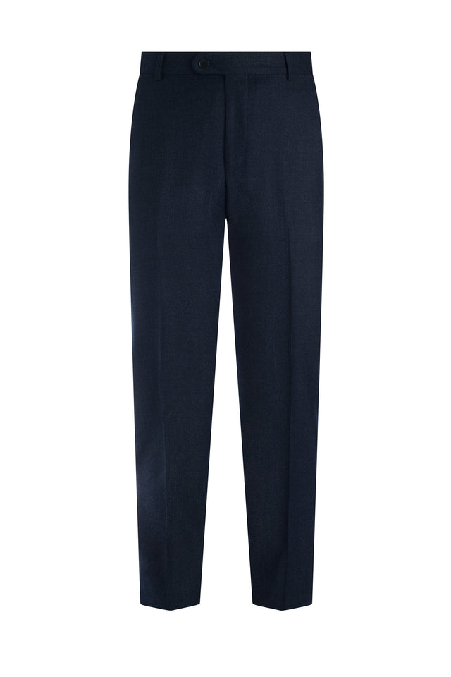 Dark Blue 130's Flannel Texture Trousers