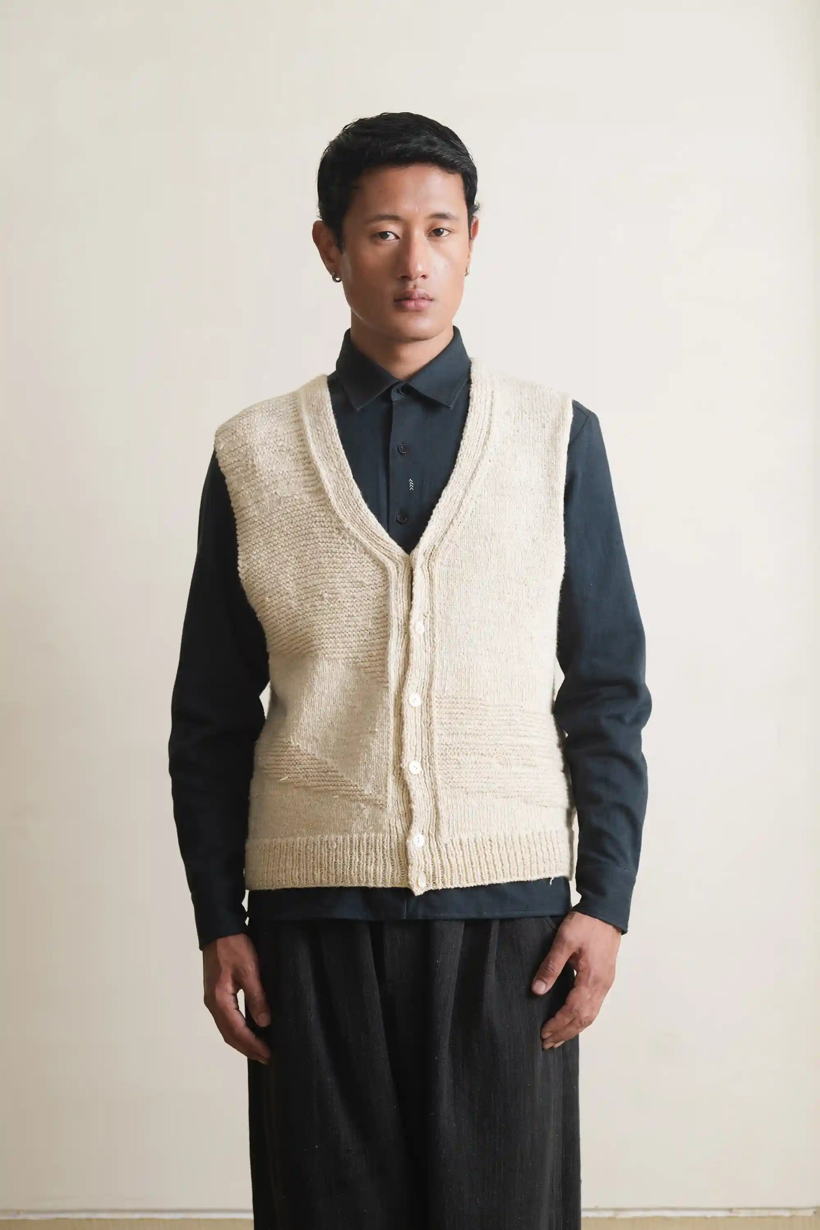 Ecru Knitted Vest