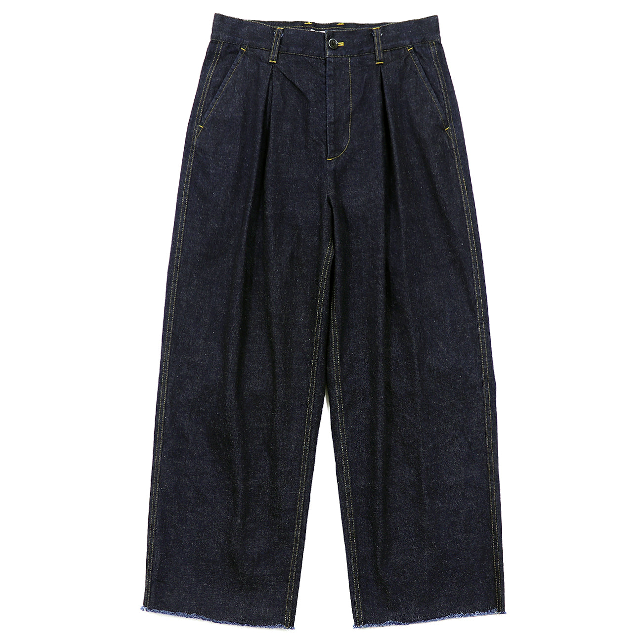2-Tack Cut off Wide Denim Pants
