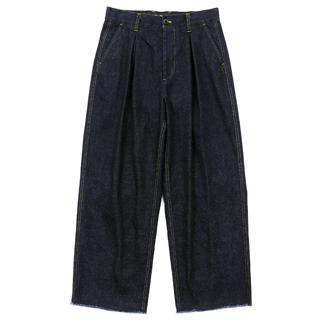 2-Tack Cut off Wide Denim Pants
