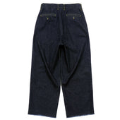 2-Tack Cut off Wide Denim Pants