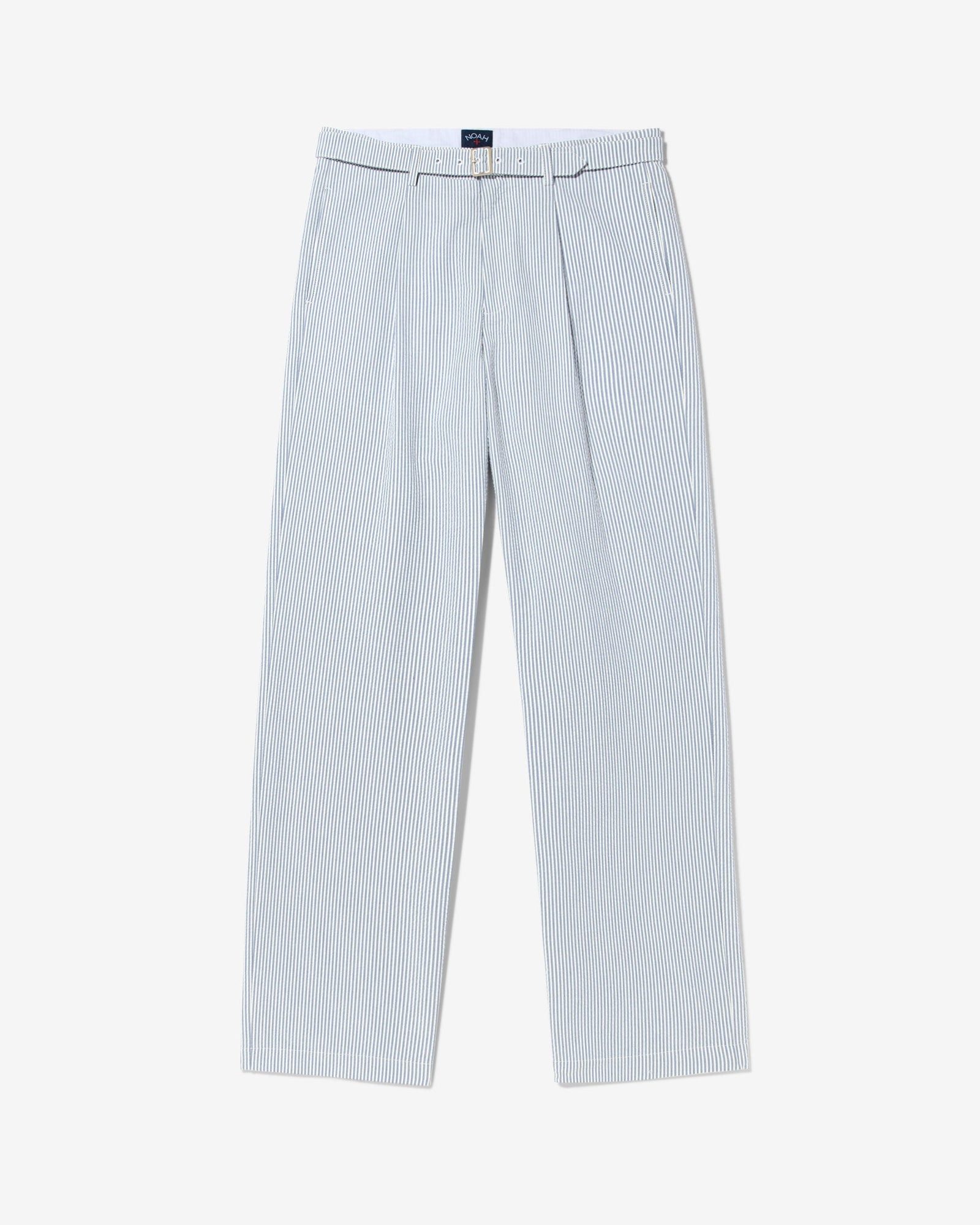 Seersucker Belted Single-Pleat Trousers