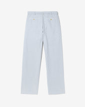 Seersucker Belted Single-Pleat Trousers