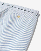 Seersucker Belted Single-Pleat Trousers