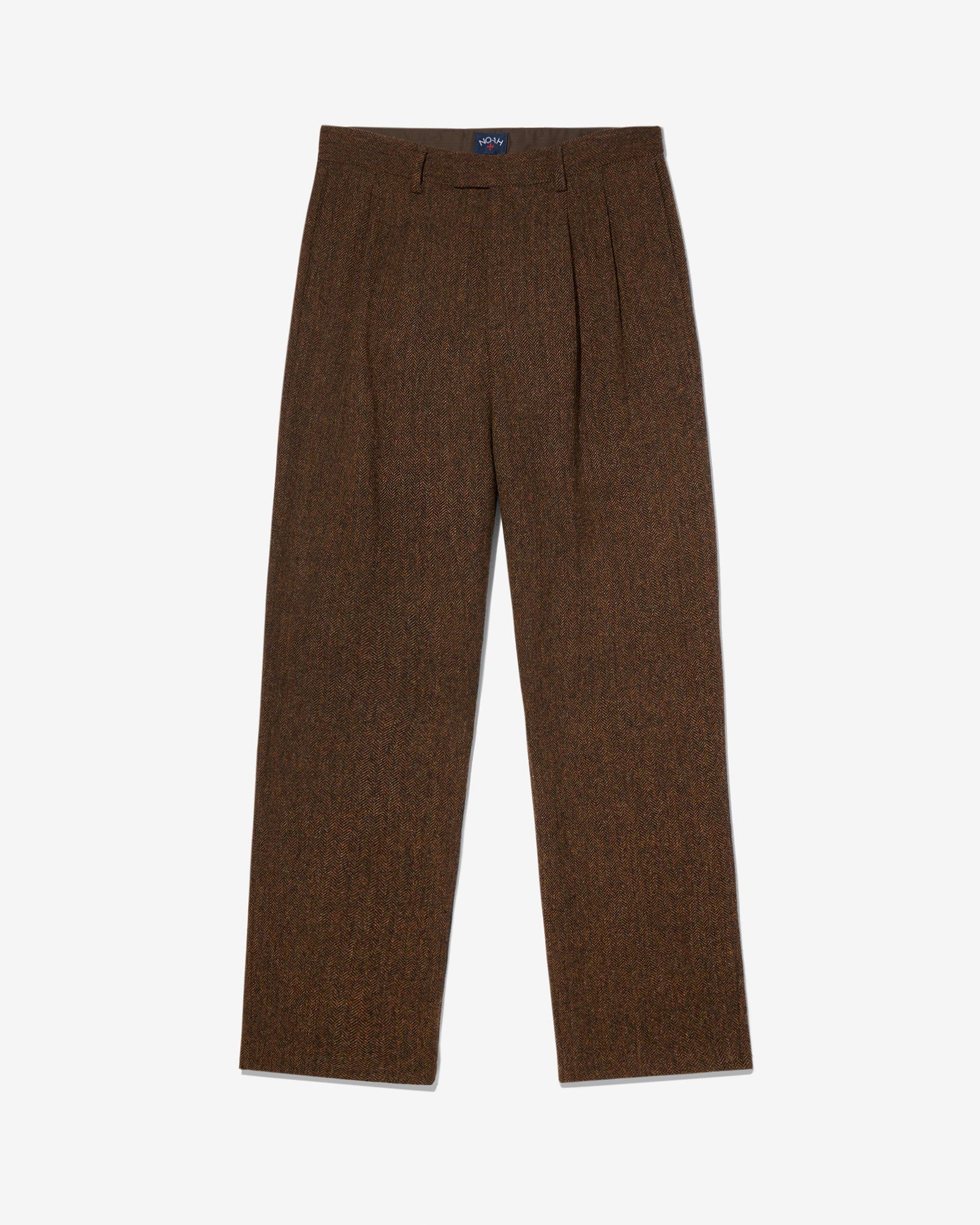 Double-Pleat Wool Herringbone Trousers