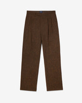 Double-Pleat Wool Herringbone Trousers