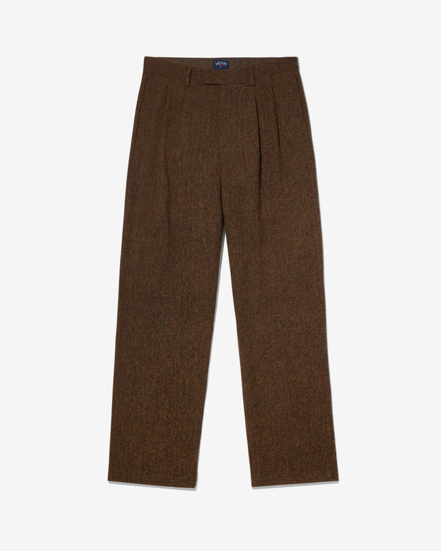 Double-Pleat Wool Herringbone Trousers