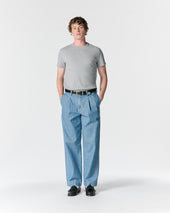 Double-Pleat Herringbone Denim Pant