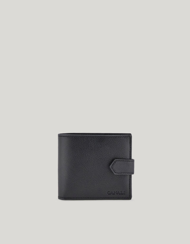 Black wallet in hammered calfskin