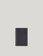 Black tumbled calfskin wallet with eight card slots