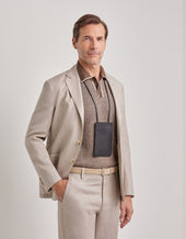 Tumbled Calfskin Smartphone Holder With Tubular Shoulder Strap