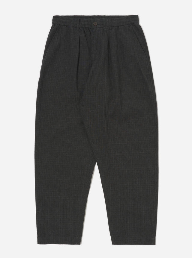 Charcoal Fine Linen Mix Pleated Track Pant