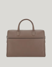 Hazelnut Briefcase In Tumbled Calfskin With Removable Shoulder Strap
